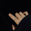 Luxury Gold Color Pearl Zircon Rings for Woman Simple Hollow Heart Cross Opening Joint Ring Wedding Party Elegant Jewelry Gifts
