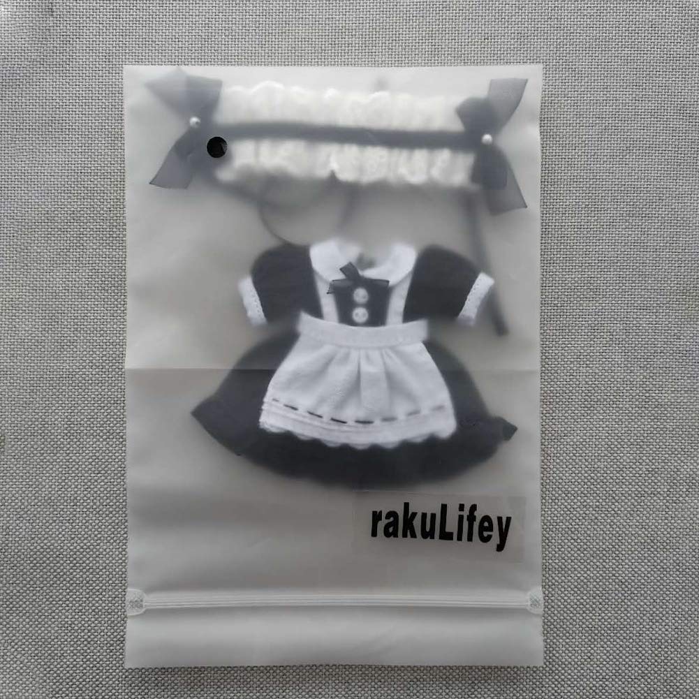 rakulifey Obitsu 11 Maid Outfit with Hair Accessory for 11cm Obitsu 4 Colors Dress, Dolls, (Black)