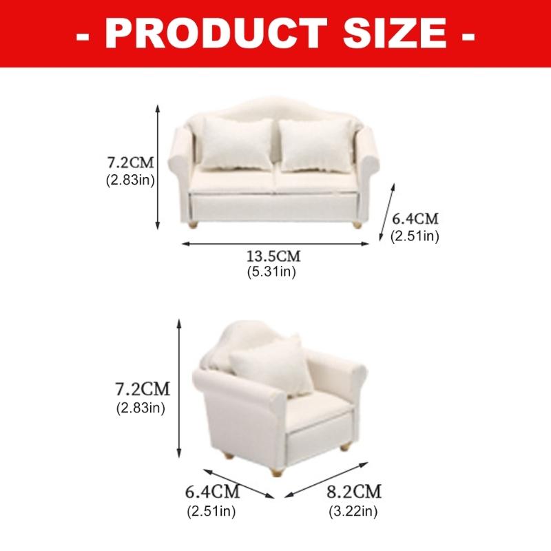 1:12 Miniature Sofa Model Figurine For Doll House With Wooden Frame And Soft Fabric Cover For Realistic Scene Decoration