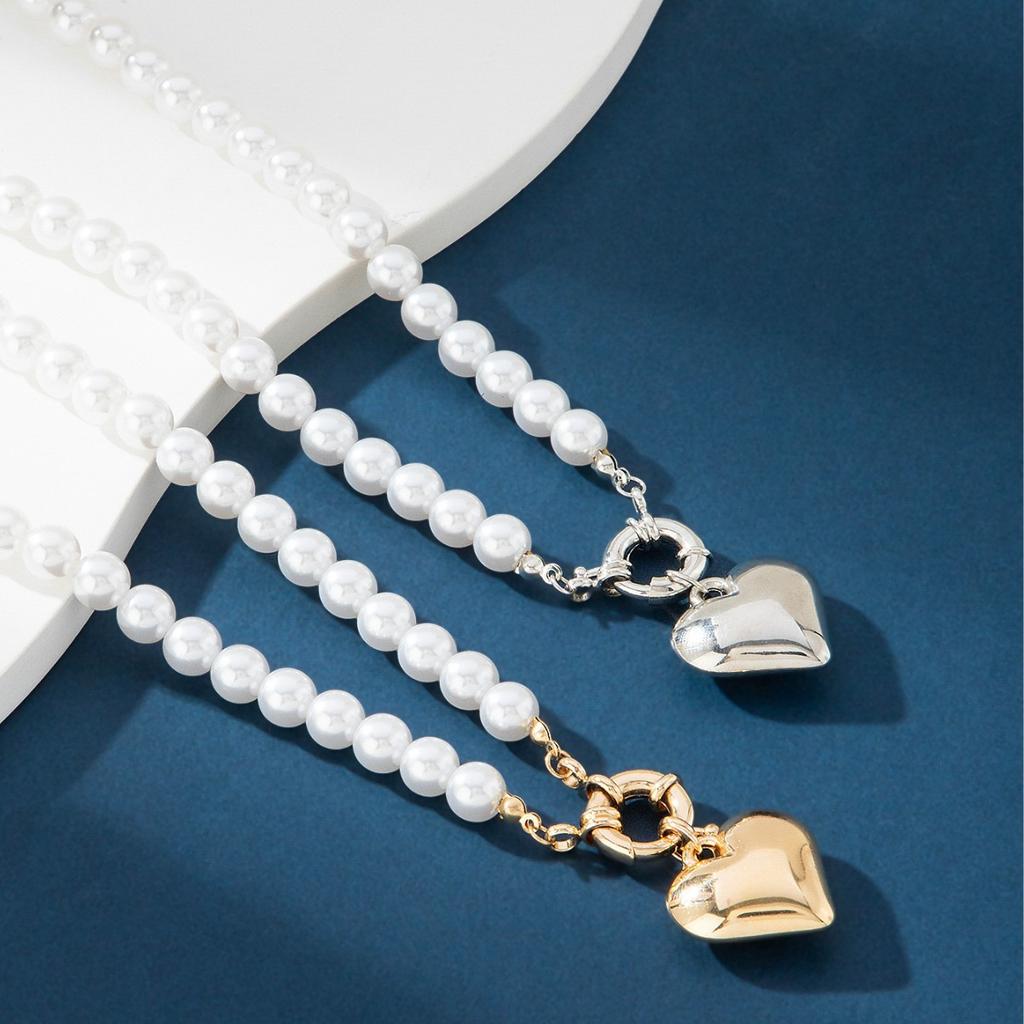 Europe, America, Long Imitation Pearl Peach Heart, Love Pendant, Multi-layer Versatile Necklace, Women, Collarbone Chain.