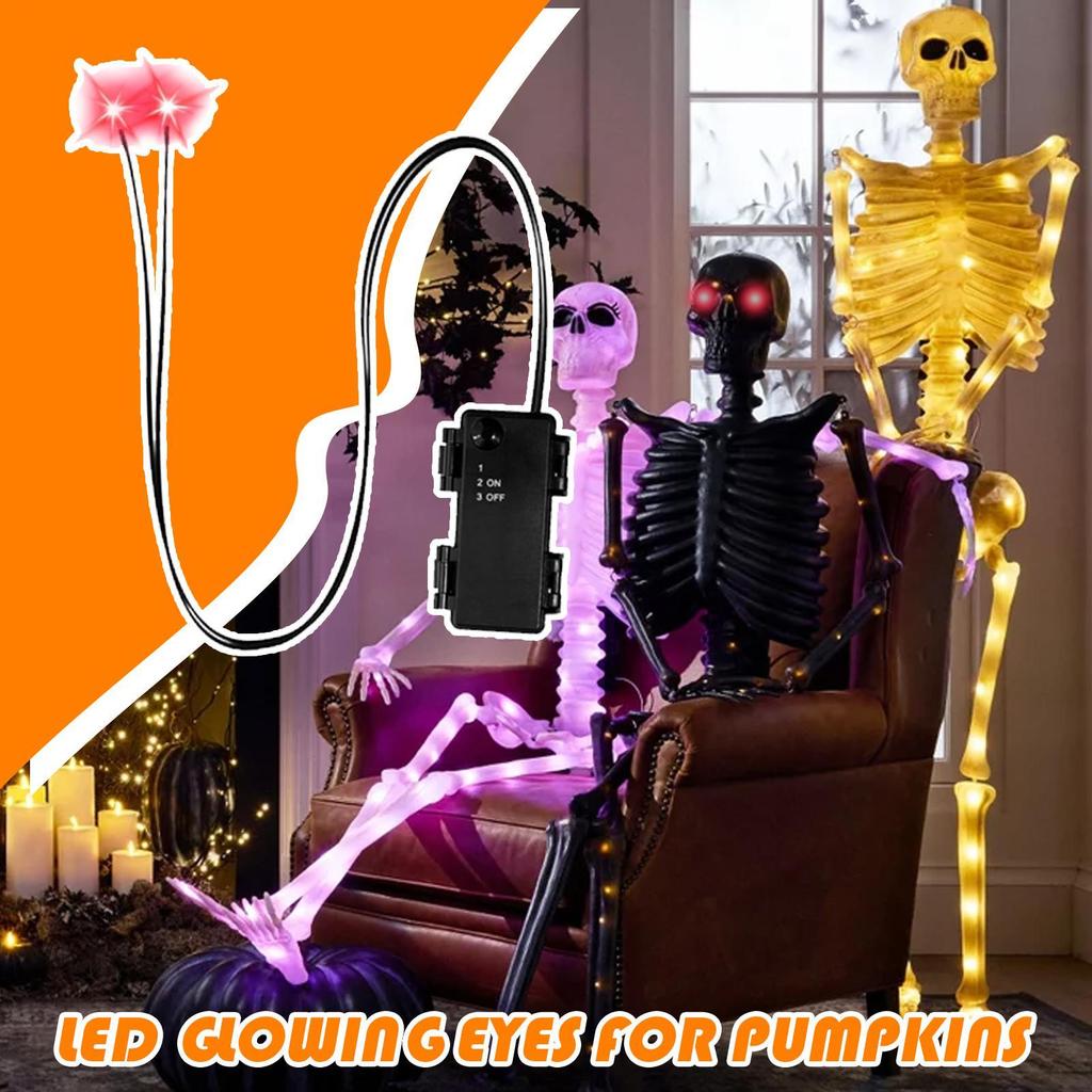 New Halloween LED Glowing Eyes With Timer, Waterproof Light Up Scary Eyes For Skeleton Masks Pumpkins Tombstones,Horror Decor