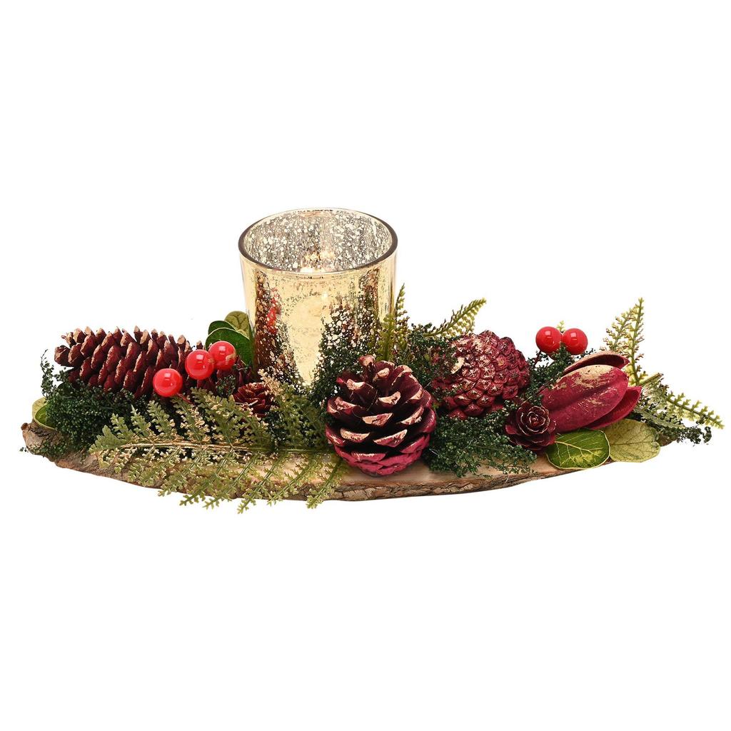 Regal Tidings Plum & Gold Candle Holder - Long Board