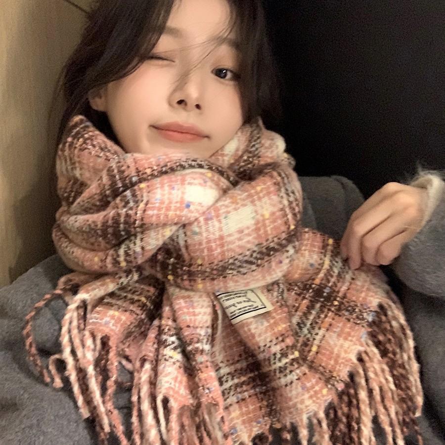 Korean Version Ins White Plaid Scarf for Women New Autumn and Winter Student Couple Fashion Versatile Warm Scarf