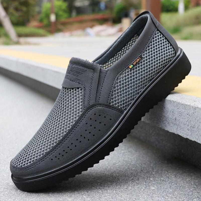 

Удобная мужская повседневная обувь, дышащая сетчатая летняя мужская обувь, новые нескользящие легкие туфли для мужчин 45 серый