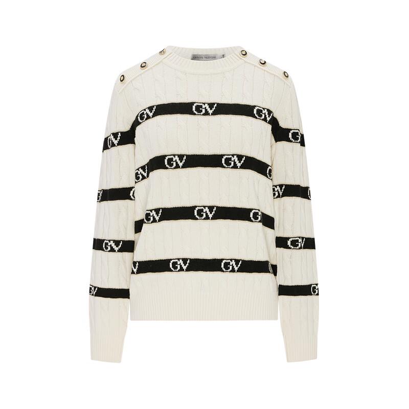 GIOVANNI VALENTINO Women's Striped Round Neck Knit Sweater