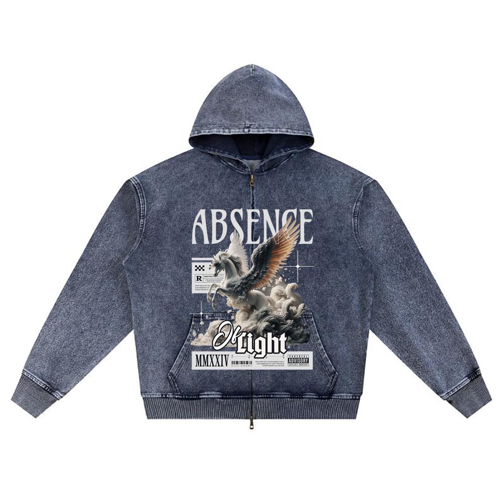 

Худи на молнии из вязаного денима с DTG-принтом Pegasus Streetwear с принтом Brother XL темно-синий