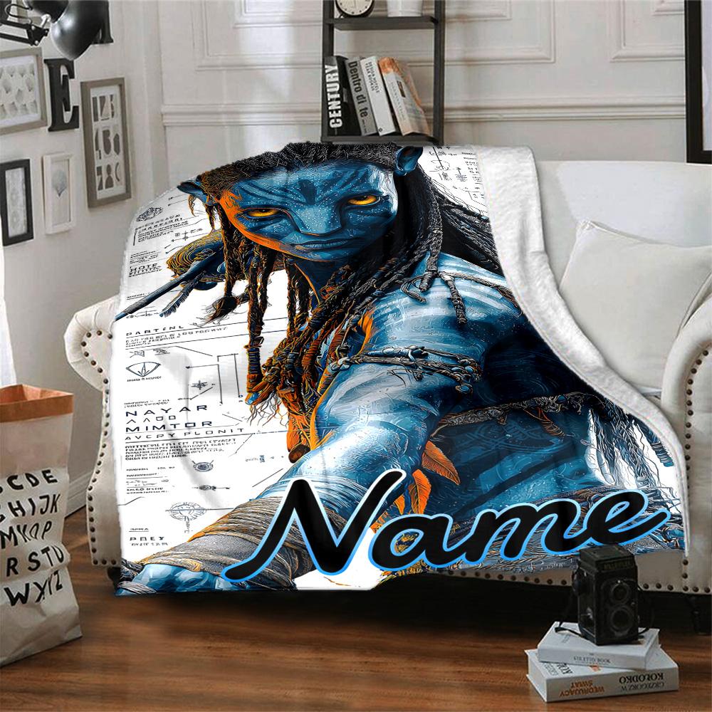 Coperta in Flanella Blu Fantasy con Avatar Nome Personalizzato Per Comfort Super Morbido e Carino per Viaggio Biancheria da Letto Divano Coperta per Divano