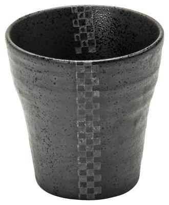 Mino ware shochu xícara pequena esmalte preto cor prata 415-15-41e
