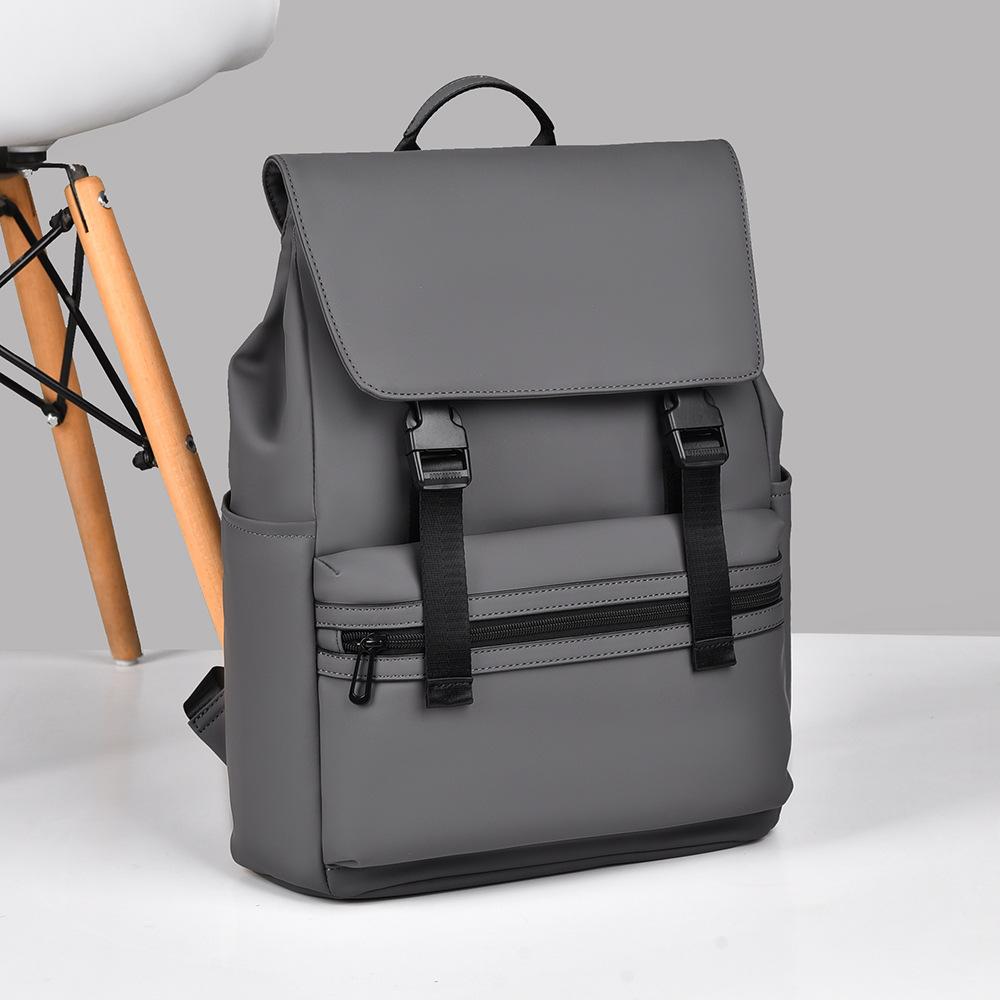 Schoolbag1011 New Solid Color Casual Backpack Business Commute Large Capacity Travel Computer Backpack Trendy Student Schoolbag