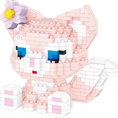 Nanobloco de raposa de flor rosa BOYU, cores misturadas, brinquedos populares coreanos