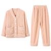 Pajamas Women'S Winter Coral Fleece Thickened Fleece Autumn And Winter Flannel Can Be Worn Outside Winter Loungewear