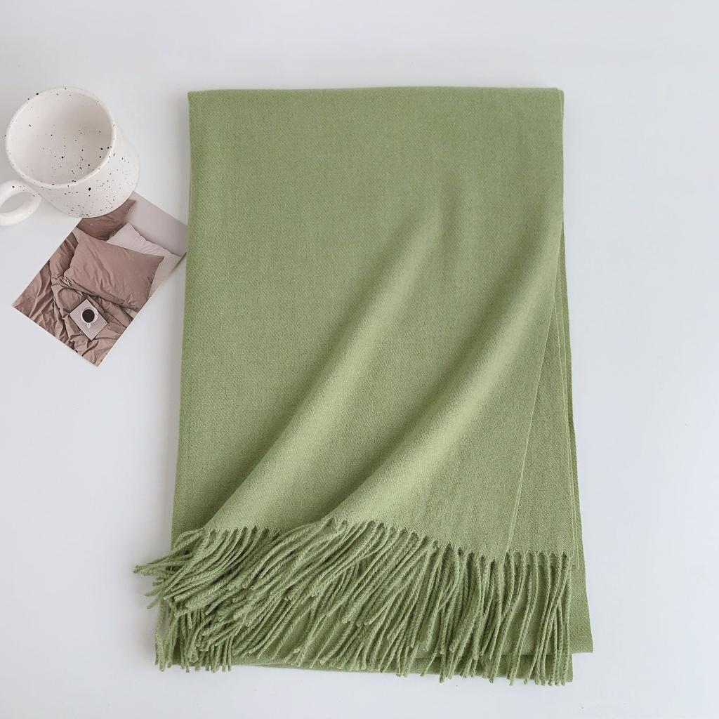 Eșarfă nouă de iarnă 2024, pentru femei, versatilă, imitație de cașmir, îngroșată, caldă, premium, culoare solidă, șal de dimensiuni mari