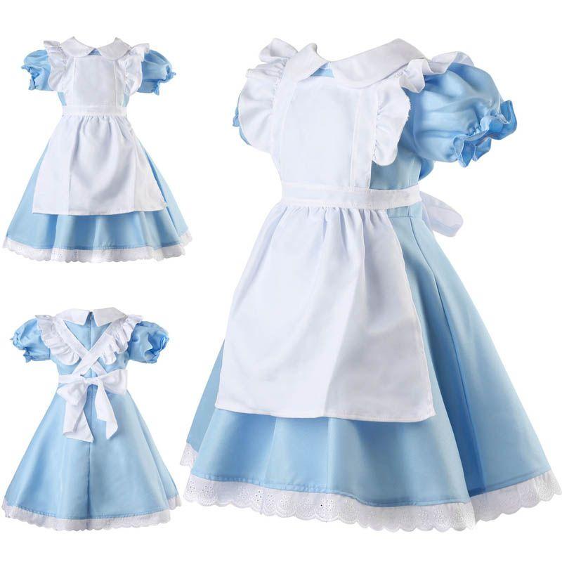 Wonderland Alice In Costume Halloween Maid Kids Lolita Fancy Cosplay Dress