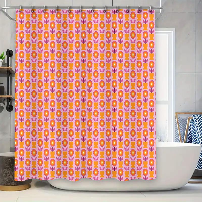 

Floral Shower Curtain Botanical Pattern Bathroom Decor Waterproof Fabric Washable Liner Modern Farmhouse Style Home Textile W60H190(CM)-1 Pcs