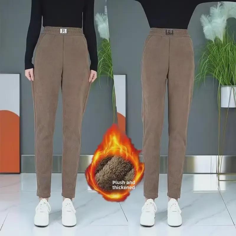 Women's Velvety Thick Chenille Straight Harem Pants - Loose, Large Size, with Pockets In Autumn/Winter Corduroy.