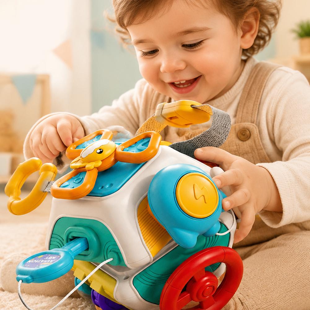 Kleinkind Aktivitätsspielzeug mit Bällen Mehrsensorischer Lernwürfel Feinmotorik Reise Pädagogisches Montessori Spielzeug