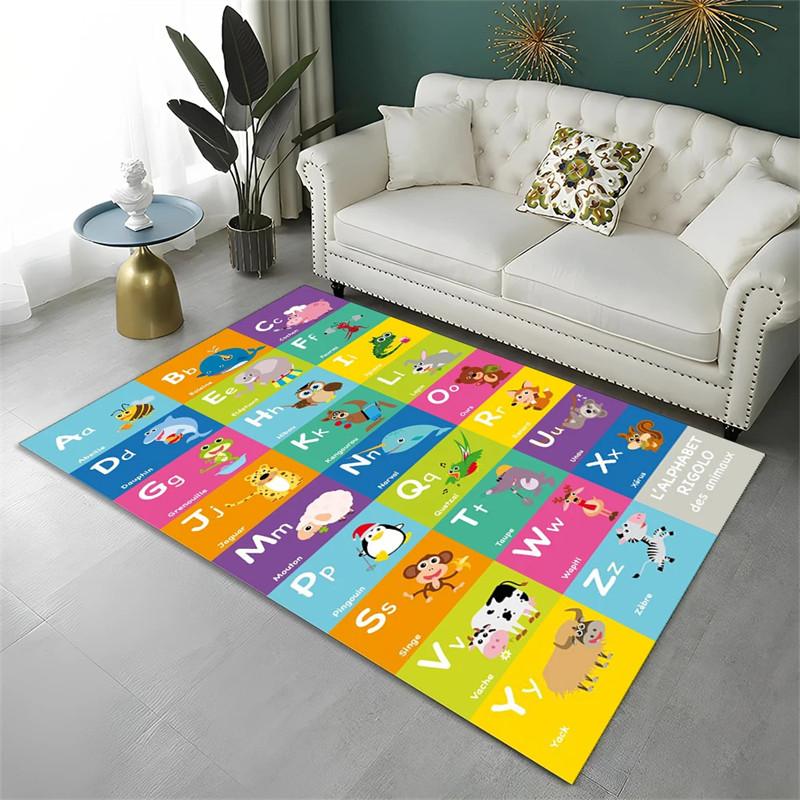 Cartoon Alphabet Animal Carpet For Early Education Classroom Playroom Decor Children Crawling Area Rug Non-slip Bath Floor Mat