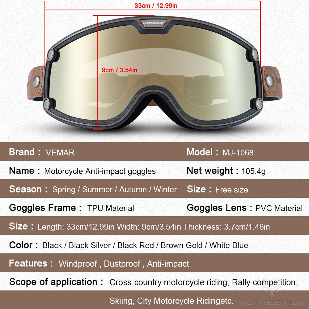 Motorcycle Helmet Goggles Retro Locomotive Motorbike Riding Cycling Sunglasses Windproof Anti Sand Off-road Universal Glasses