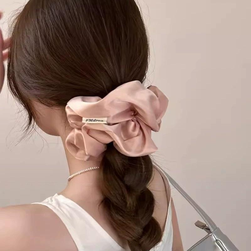 1PC Pink large intestine headband, Korean style oversized, high-end satin pleated headband, headband, female headband flower