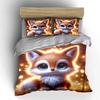 Cute Little Fox With Dreamy Lights Duvet Cover Set With 3D Printing Design Soft Polyester Bedding Set All-Season Comfort