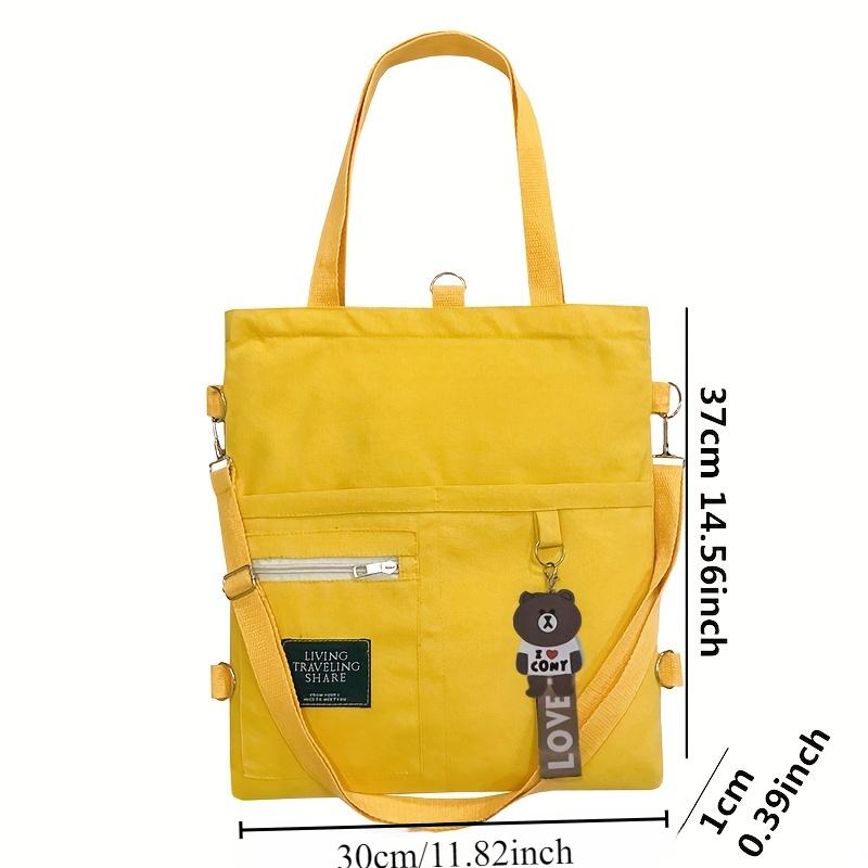 Canvas Shoulder Bag, Women s Fashi Letter Patch Decor Handbag Versatile Backpack бежевый