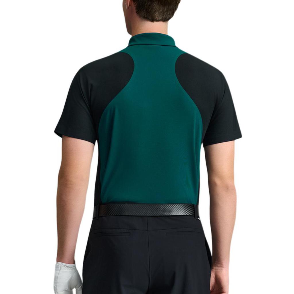 FILA Golf Series Simple Texture Color Block Versatile Comfortable Sports Golf Casual Knitted Short Sleeve Polo Shirt Men tops Sea-Green A11M625119FKK