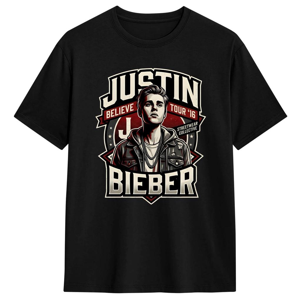 JJustins BBiebers Believe Tour T Shirt Summer Harajuku TShirts Cotton Crewneck Plus Size Top Tees ShortSleeve Vintage Tops