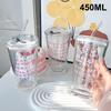 Kreativer Buchstaben-Wasserbecher mit Strohhalm und Deckel Wasserbecher Glasbecher Tragbarer Sportbecher Strohhalm Wasserbecher Geschenk Frühstücksbecher Milchbecher