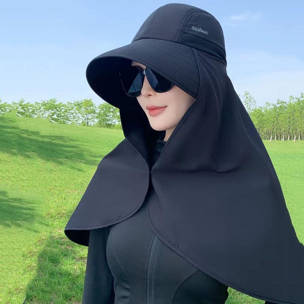 Wide Brim Shawl Fisherman Hat Detachable Mask Women Sun Hat Simple Hiking Bucket Hat Travel