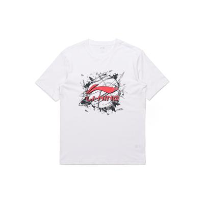 Sports Fashion Series Basketball Print Crew Neck Short Sleeve T-Shirt Men Tops White AHSR405-1