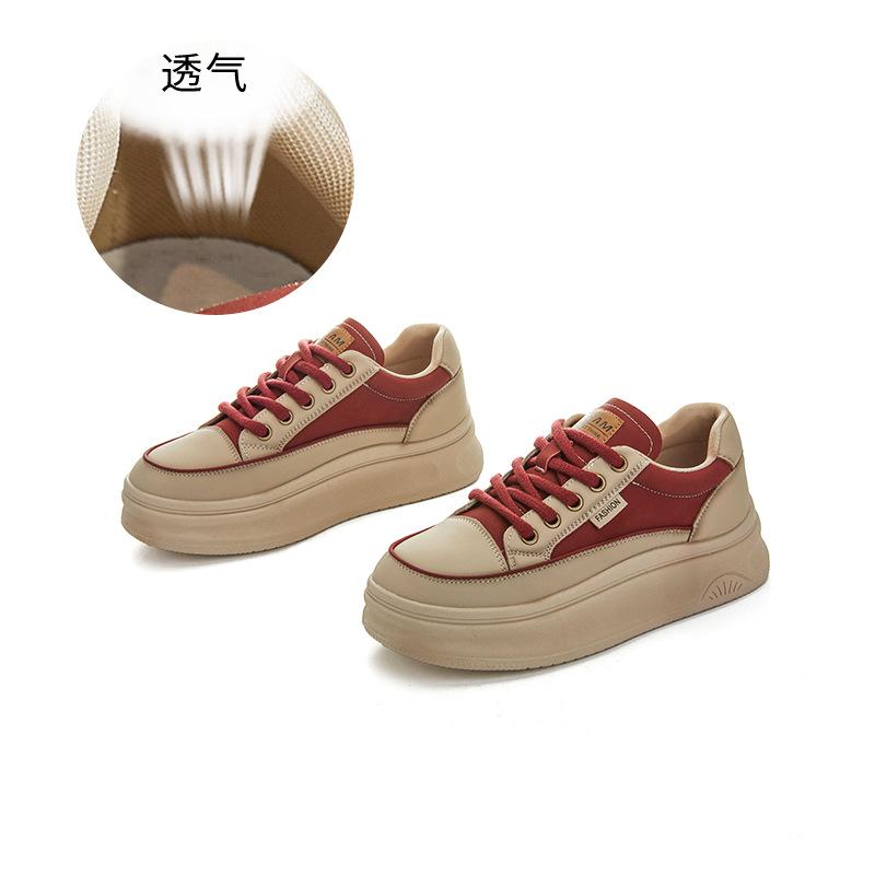 Large Size 41 Small Size 34 Leather Retro Little White Shoes 2025 Autumn New Thick Baseplate Shoes Women's Versatile Sports Women's Shoes