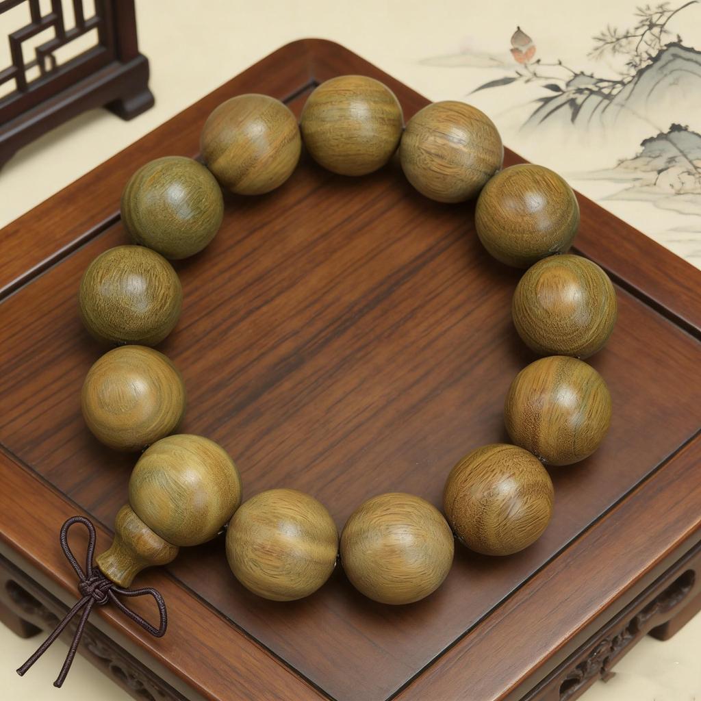 Argentina Green Sandalwood Beaded Bracelet: 8mm Buddhist Rosary for Men & Women