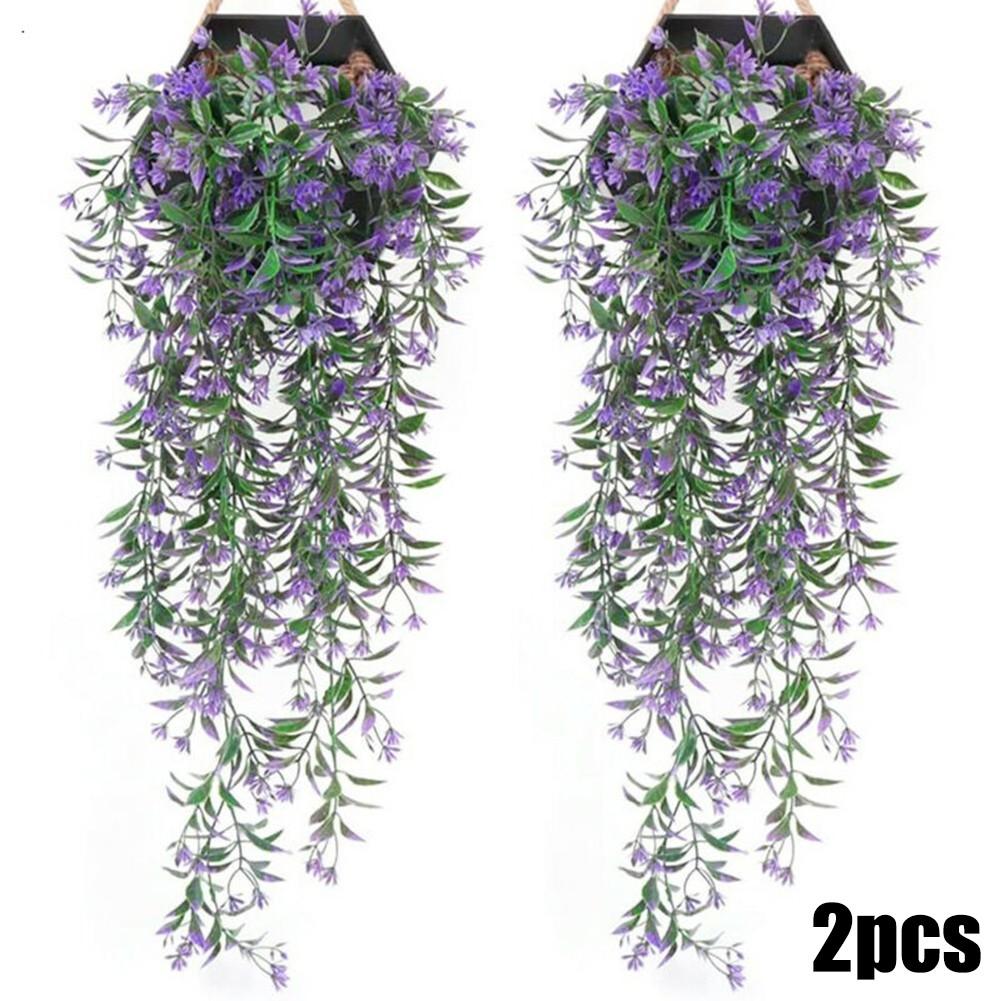 2Pcs Artificial Ivy Flower Vine Garland Hanging Home Garden Trailing Basket Plant