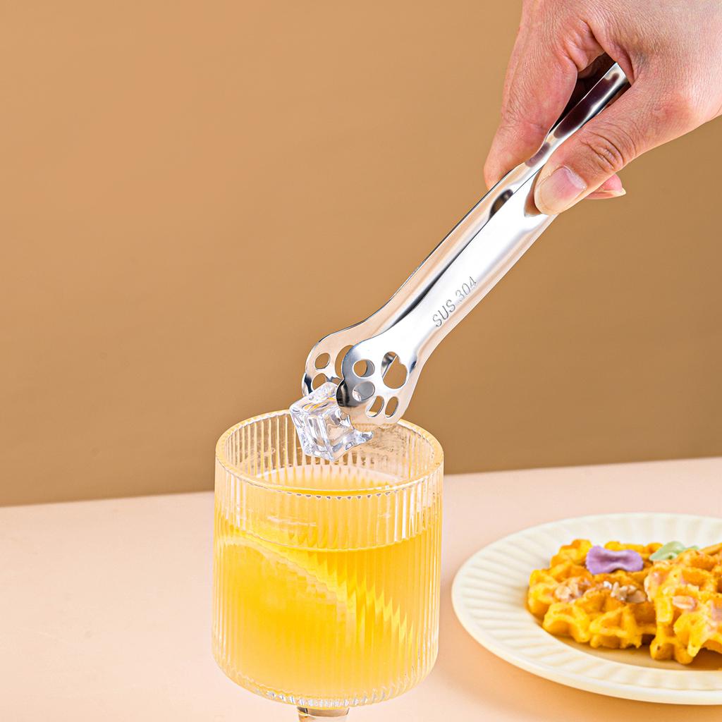 Multipurpose Ice Tongs 304 Stainless Steel Ice Cube Clip Thickened Non-slip Square Sugar Clamp Kitchen Bar Utensils
