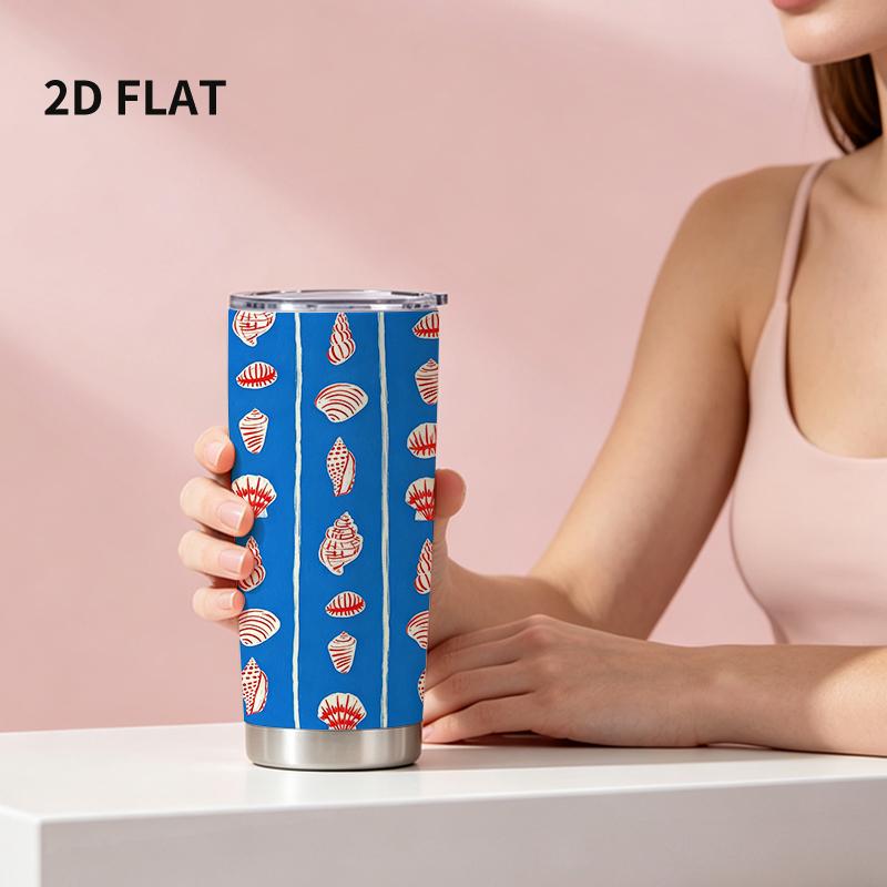 591ml Car Tumbler Red Stripe Shell Ocean Element Straw Cup tumbler with lid hot cold cup straight tumbler coffee tumbler 591ml Car Tumbler красный/синий