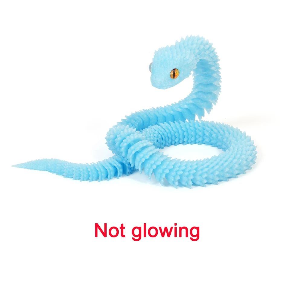 30cm 3D Printed Snake  Luminous Movable Joint Simulation Snake Figurine Multicolor 3D Printing Model Snake Ornament Creative Home Office Desktop Decor