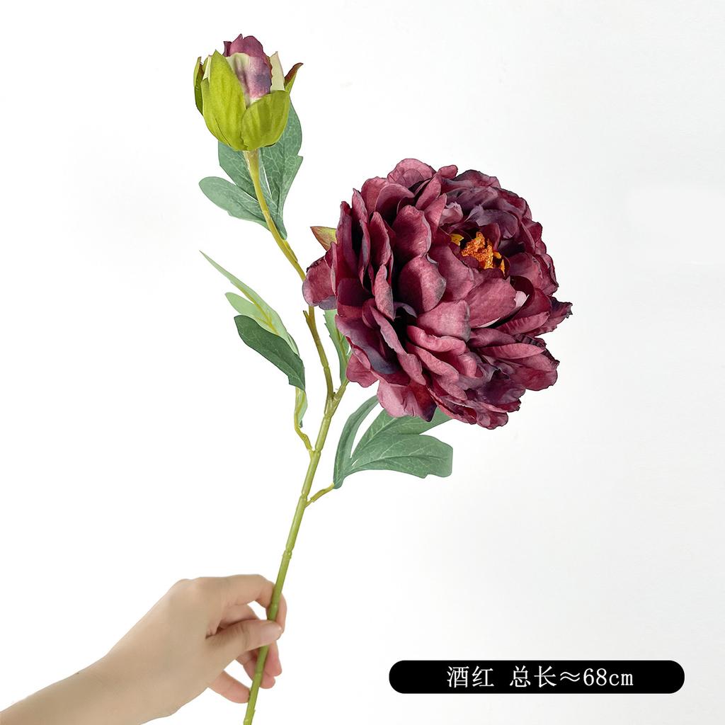 2 Head Artificial Peony Bouquet High Quality Long Stem Silk Fake Flowers Rose Pink For Bride Wedding Birthday Home Decors Bulk