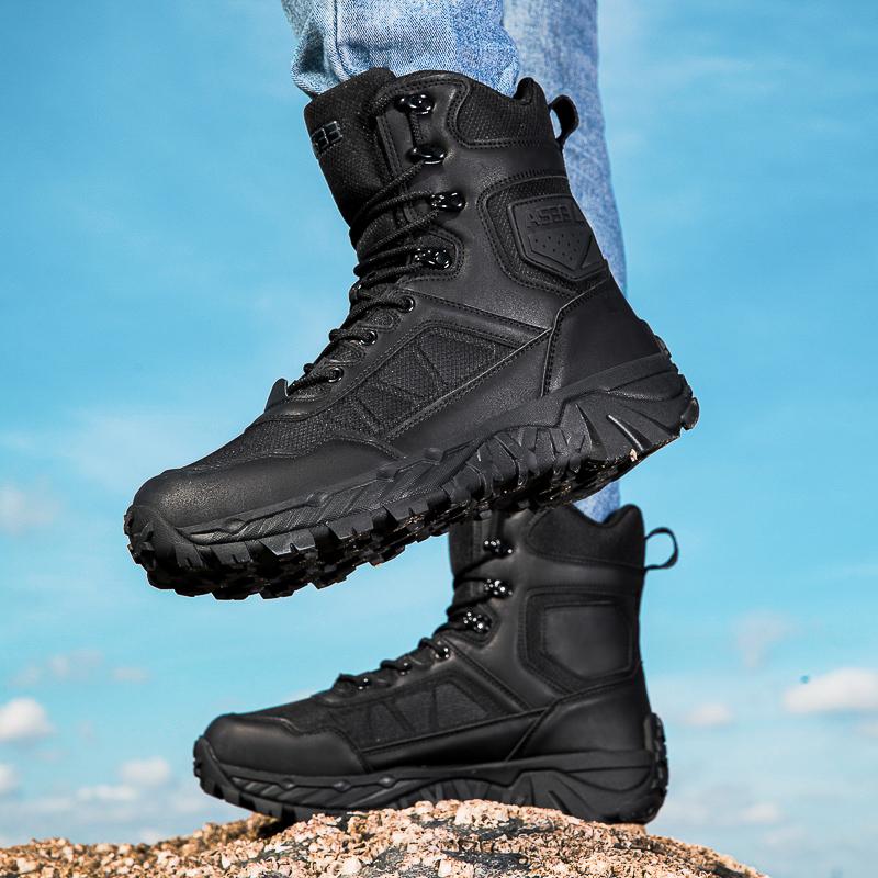 Men's Climbing Shoes Tactical Boots Waterproof Military High Quality Motorcycle Hunting Hiking Shoes Breathable Boots
