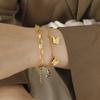Titanium Steel Butterfly Double-Layer Bracelet: Non-Fading, Versatile Hip Hop Fashion Jewelry for Women