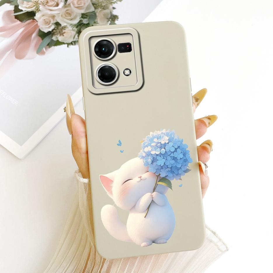For Oppo F21 Pro 4G Case Reno7 4G CPH2363 Luxury Flowers Candy Painted Cover Soft TPU Phone Case For Oppo Reno 7 Reno8 4G Fundas