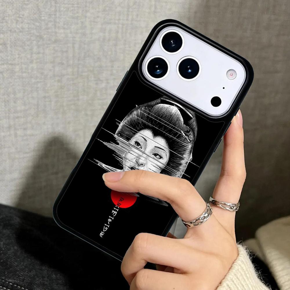 Capa Case for iPhone 17 Air 16 Pro Max 15 Plus 11 13 Mini 14 12 Back Phone Cover Japanese Geisha