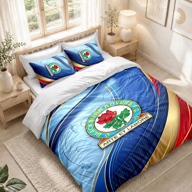 Bedding Set 1 Duvet Cover 2 Pillowcases Blackburn Rovers Football Print Bedroom Home Decoration
