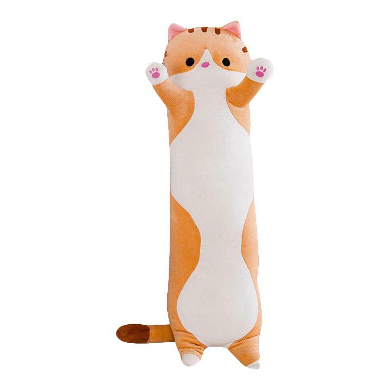 Plush Cat Long Toy Soft Stuffed Kitten Pillow Kids Sleeping Pillow Decor Home