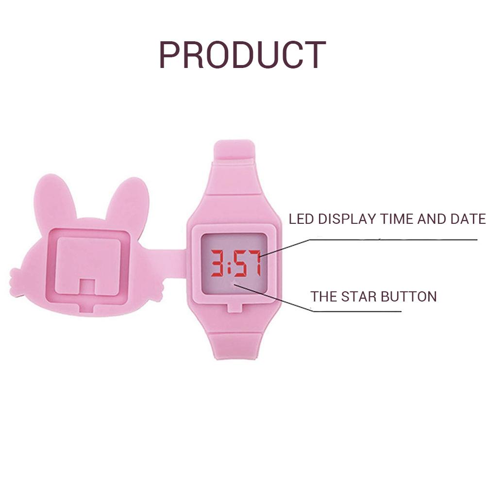 Cute Cartoon Silicone Rabbit Watch for Kids Waterproof Silicone Watch for Girl and Boy