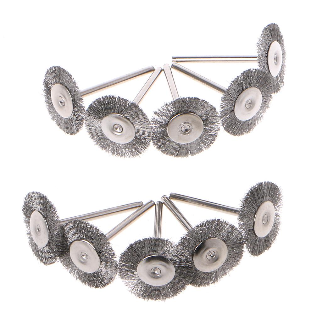 10 PCS Stainless Steel Wire T-shape Brush Rotary Tool for Drill Polishing