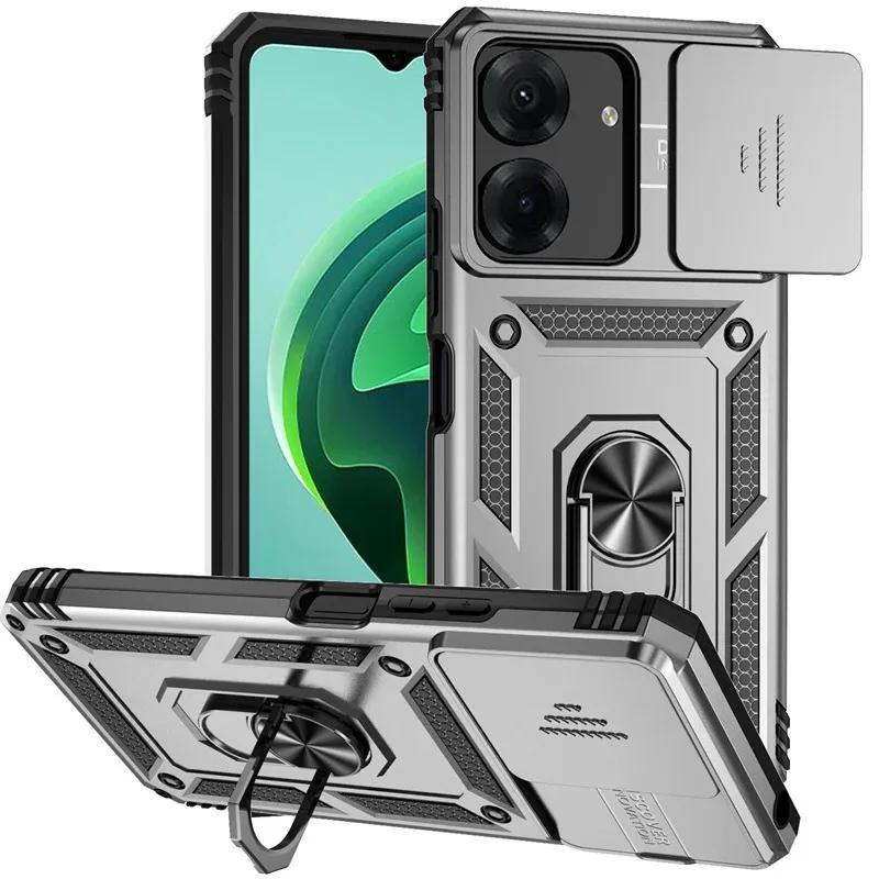 For Xiaomi Redmi 13C Case Slide Lens Protect Shockproof Armor Phone Cases For Xiaomi 13T Redmi NOTE13 PRO 4G5G Ring Holder Cover