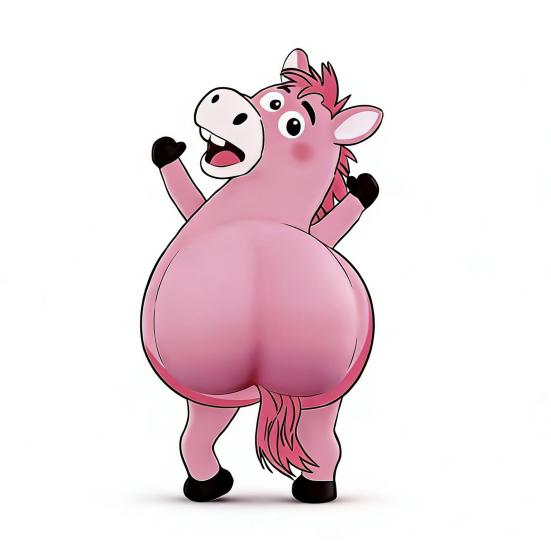 3D Horse Butt Anti-collision Sticker Cartoon Horse Decal Anxiety Stress Relief Butt Pinch Toy Adhesive Animal Decorative Sticker