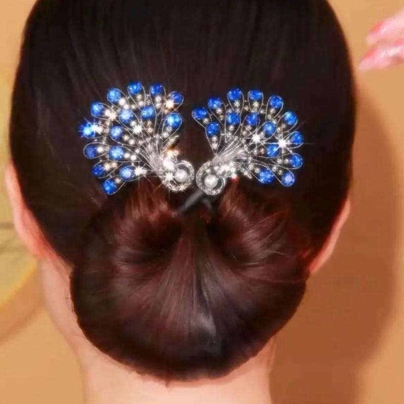Peacocks Shaped Hairpin Strong Grip Alloy Materials For Gym Party Quick Hairstyling