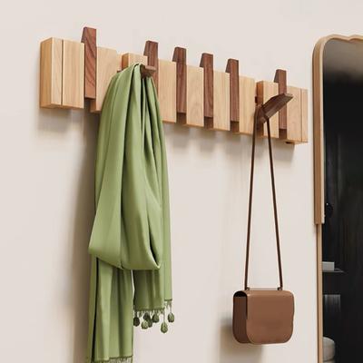 Piano Style Coat Hook Wall-Mounted Wooden Clothes Hook Rustic Towel Hanger with Multiple Hooks for Coats Hats Scarves Keys Entryway Hallway
