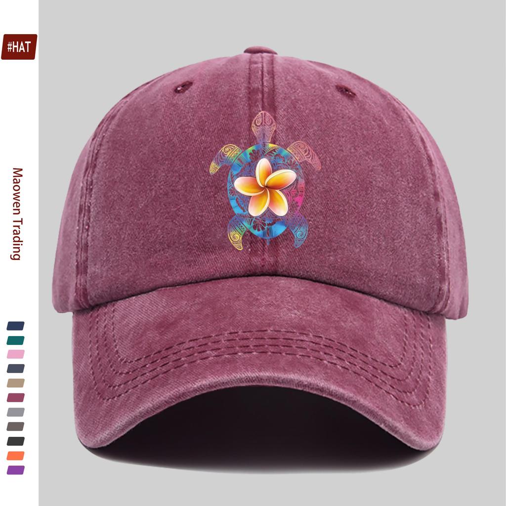 Pc Blumen-Gradient Schildkröte Mode Buchstaben-Druck Basecap mit Mehrfarbigem Schildkröten-Druckdesign Sonnenhut Unterwasserwelt